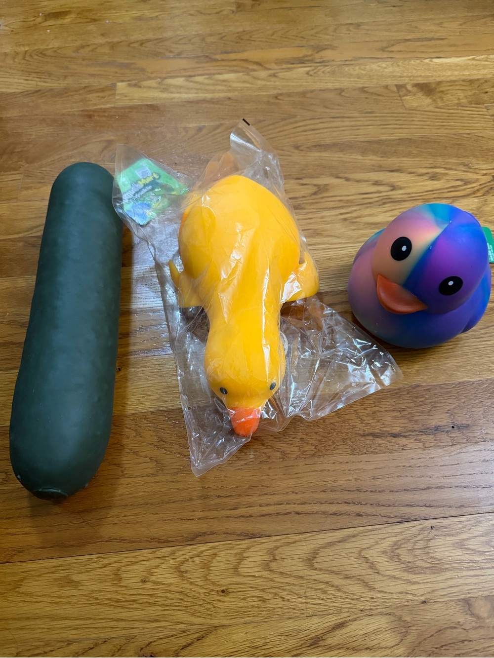 Jumbo Squishy Squeeezy Bundle Pickle Tie Dye Yellow Duck Tie Dye Duck Sensory